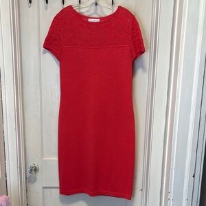 St. John Collection Pointelle Steath Coral Knit Dress 8